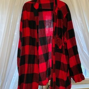 Red and black plaid flannel top